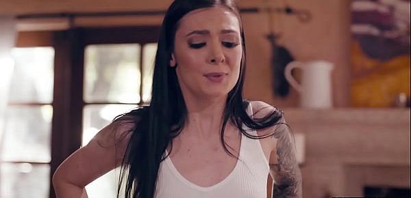  Petite babe Marley Brinx found stepdads secret things and he used it